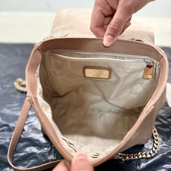 Furla Ginevra Mini Crossbody Genuine Leather Beige Shoulder Bag - Picture 5 of 8